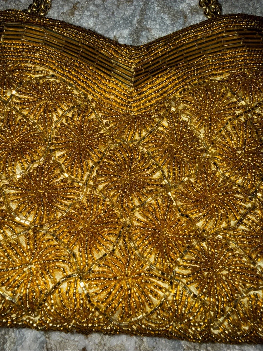 Vintage Gold Beaded Evening Shoulder Bag Made in Macau